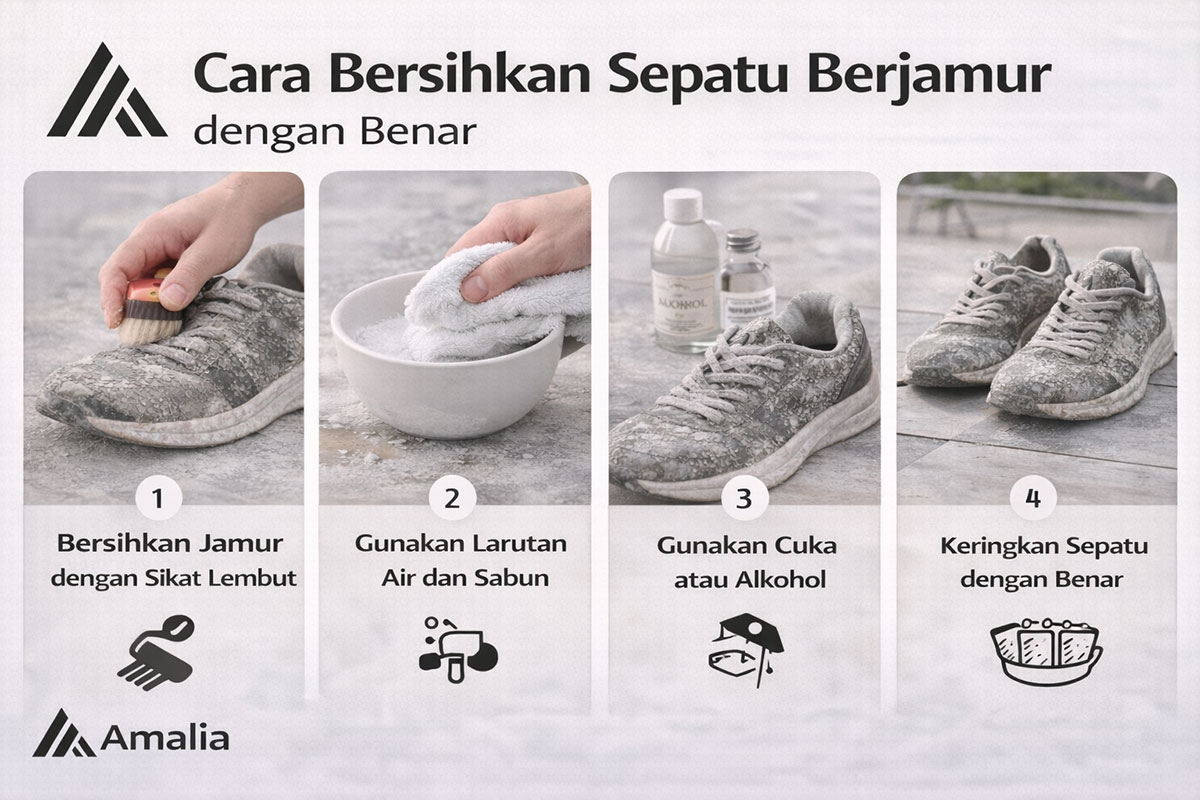 cara bersihkan sepatu berjamur