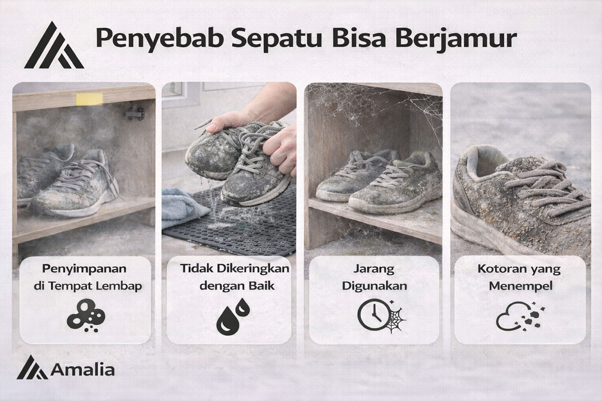 penyebab sepatu bisa berjamur